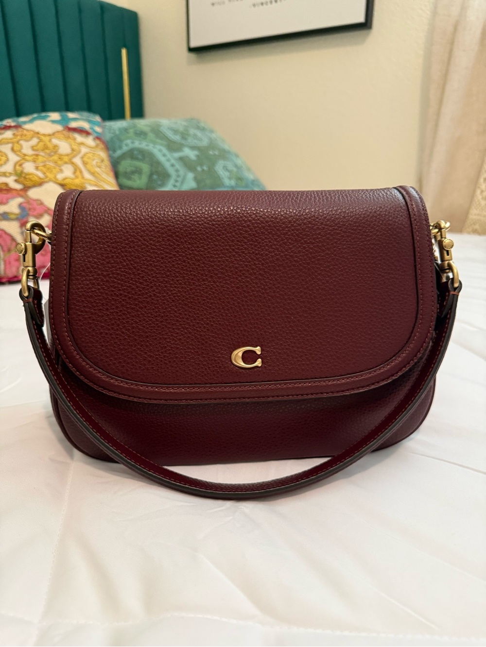 Coach Leather Saddle Bag - Burgundy